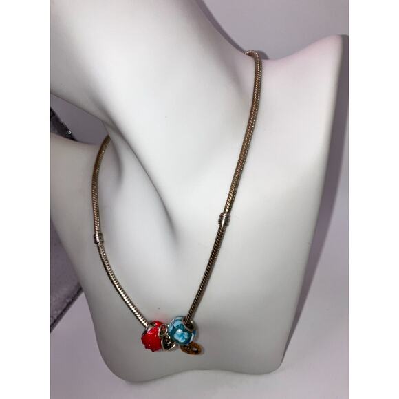 4 Charms Slide Snake Chain 15 7/8 Inch Necklace! - Picture 8 of 12